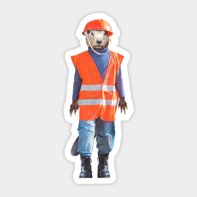 Worker Beaver Sticker by MaxencePierrard